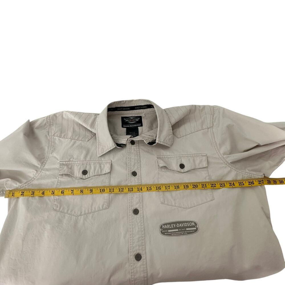 Harley-Davidson Men’s 100% Cotton Twill Graphic Long Sleeve Shirt Cream 2X - Picture 10 of 13